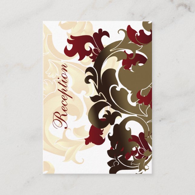 red gold wedding Reception Cards (Front)
