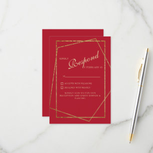 Red & Gold Wedding RSVP Card