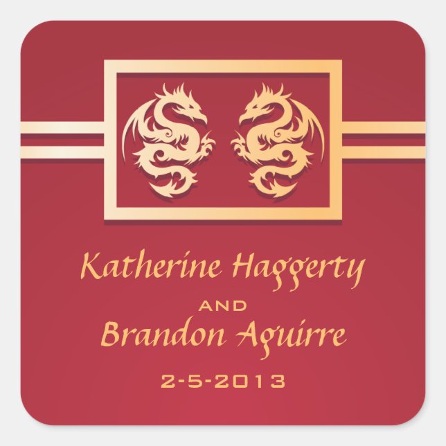 Red & Gold Wedding Stickers (Front)