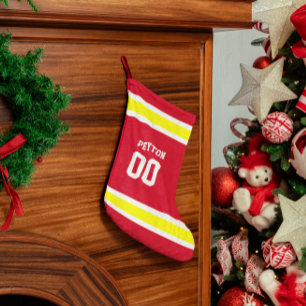 Red, Gold & White Football Team Personalised Small Christmas Stocking