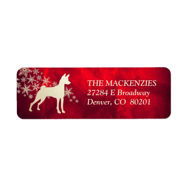 Red Gold Winter Basenji Return Address (Front)