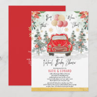 Red Gold Winter Holiday Virtual Baby Shower