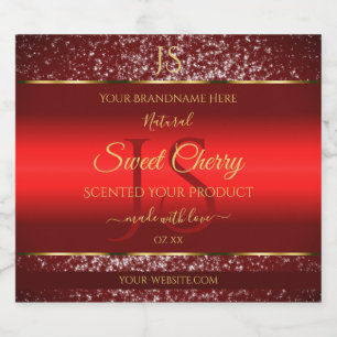 Red Gold with Glitter Stars Initials Product Label