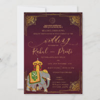 Red Gold With Lord Ganesh Elegant Indian Wedding