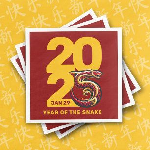 Red Gold Year of the Snake 2025 Napkin