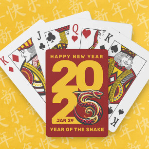 Red Gold Year of the Snake 2025 Playing Cards