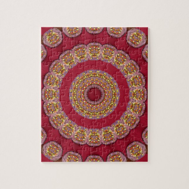 Red Gold Yellow rosettes Mandala Jigsaw Puzzle (Vertical)