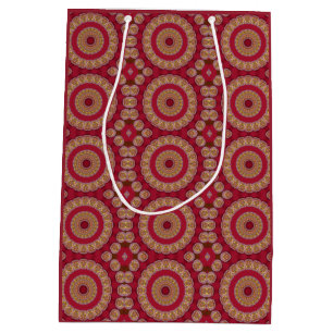 Red Gold Yellow rosettes Mandala Medium Gift Bag
