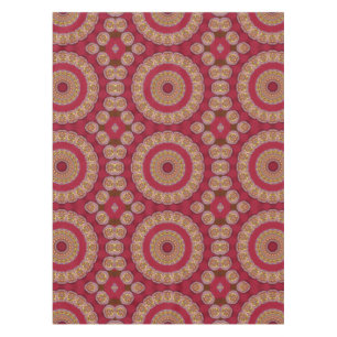 Red Gold Yellow rosettes Mandala Tablecloth