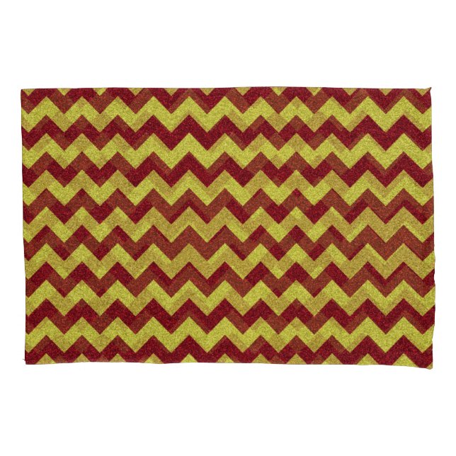 Red & Gold Zig Zag Glitter Pillowcase (Front)