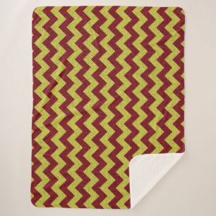 Red & Gold Zig Zag Glitter Sherpa Blanket