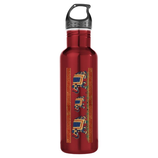 red golden elephant print Waterbottle 24oz or 32oz 710 Ml Water Bottle (Front)