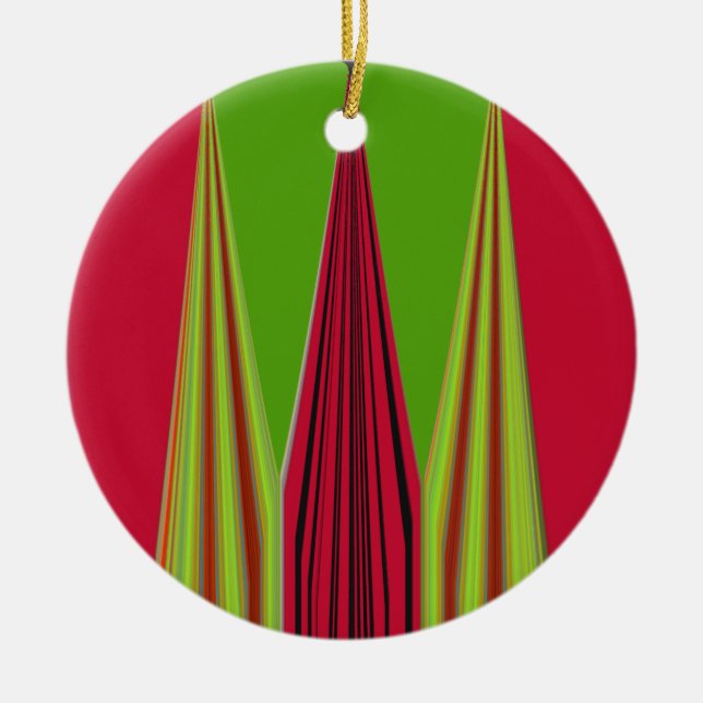 RED GOLDEN GREEN CERAMIC TREE DECORATION (Front)