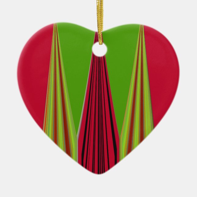 RED GOLDEN GREEN CERAMIC TREE DECORATION (Front)