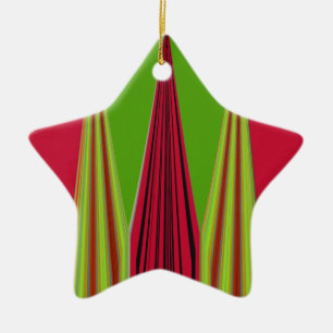 RED GOLDEN GREEN CERAMIC TREE DECORATION