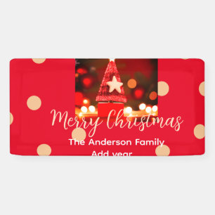 Red Golden merry Christmas add family name year da Banner