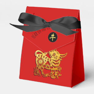 Red Golden Ox Papercut Chinese New Year 2021 TFB Favour Box