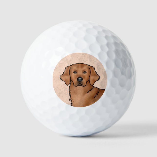 Red Golden Retriever Cute Cartoon Dog Head Golf Balls (Front)