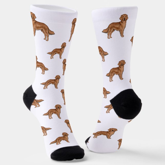 Red Golden Retriever Cute Cartoon Dog Pattern Socks (Angled)