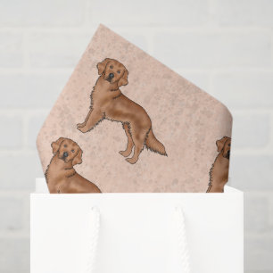 Red Golden Retriever Cute Cartoon Dog Pattern Tissue Paper