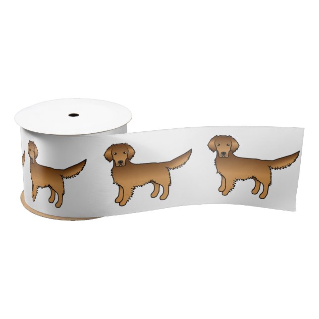 Red Golden Retriever Cute Cartoon Dogs Satin Ribbon (Spool)