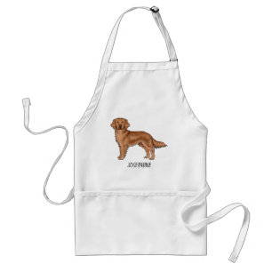 Red Golden Retriever Cute Dog With Custom Name Standard Apron