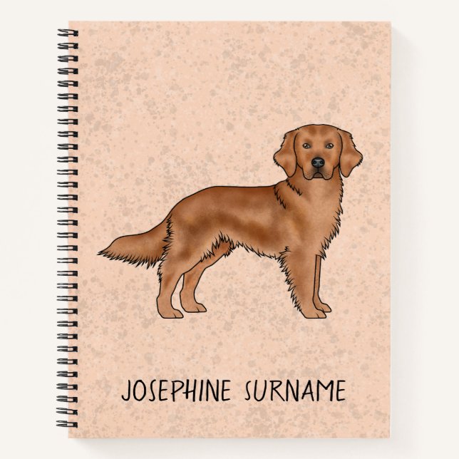 Red Golden Retriever Cute Dog With Custom Text Notebook (Front)
