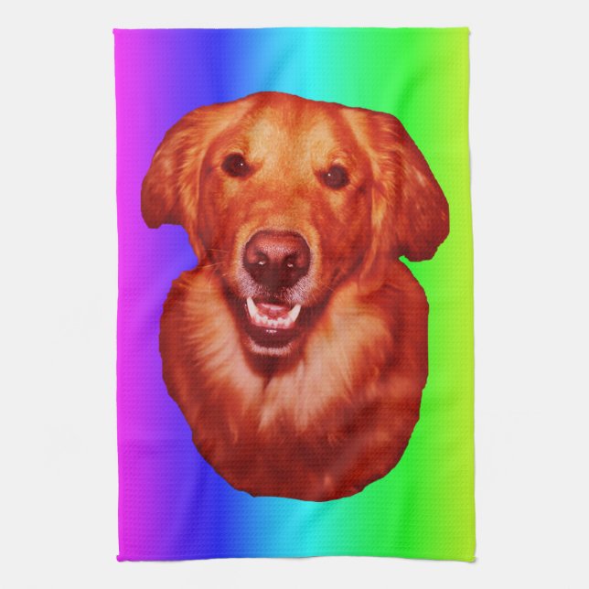 Red Golden Retriever Front Profile Tea Towel (Vertical)