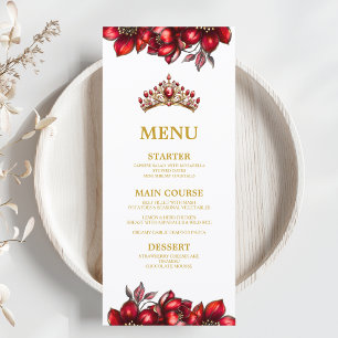 Red Golden Tiara Floral Quinceañera  Menu