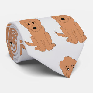Red Goldendoodle Dog Design Any Colour Background Tie