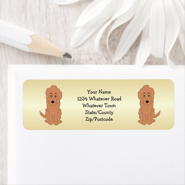 Red Goldendoodle Dog Design Return Address (Insitu)