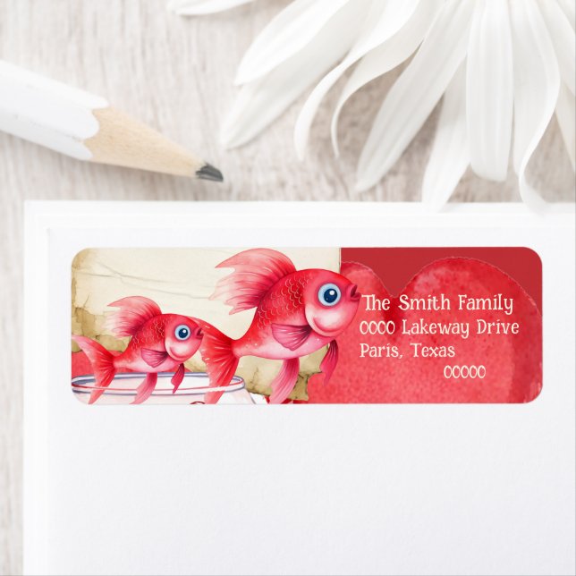 Red Goldfish and Cute Red Hearts (Insitu)