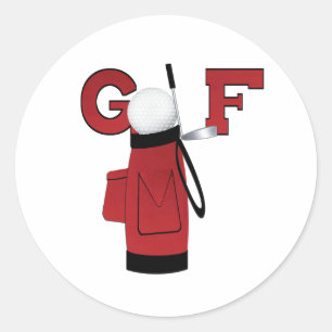 Red Golf Bag Golf Classic Round Sticker