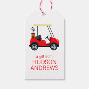 Red Golf Cart Personalised Gift Tags
