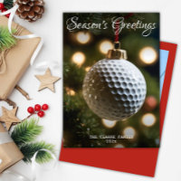 Red Golf Season's Greetings Christmas Photo
