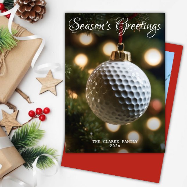Red Golf Season's Greetings Christmas Photo Holiday Card (Creator Uploaded)