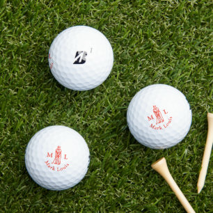 Red Golfer Initials Name Personalised Golf Balls