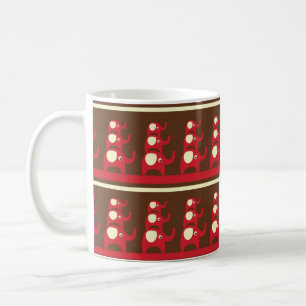 Red good luck elephants pattern print coffee mug