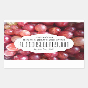 Red gooseberry jam or preserve label sticker