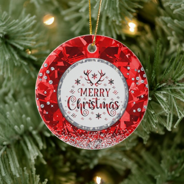  Red Gorgeous Emerald  Merry Christmas  Ceramic Or Tree Decoration (Tree)
