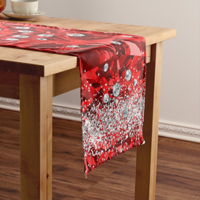  Red Gorgeous Emerald  Merry Christmas Short Table Runner (In Situ)