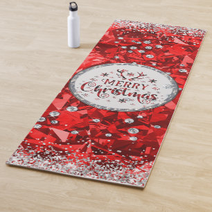 Red Gorgeous Emerald Merry Christmas Yoga Mat
