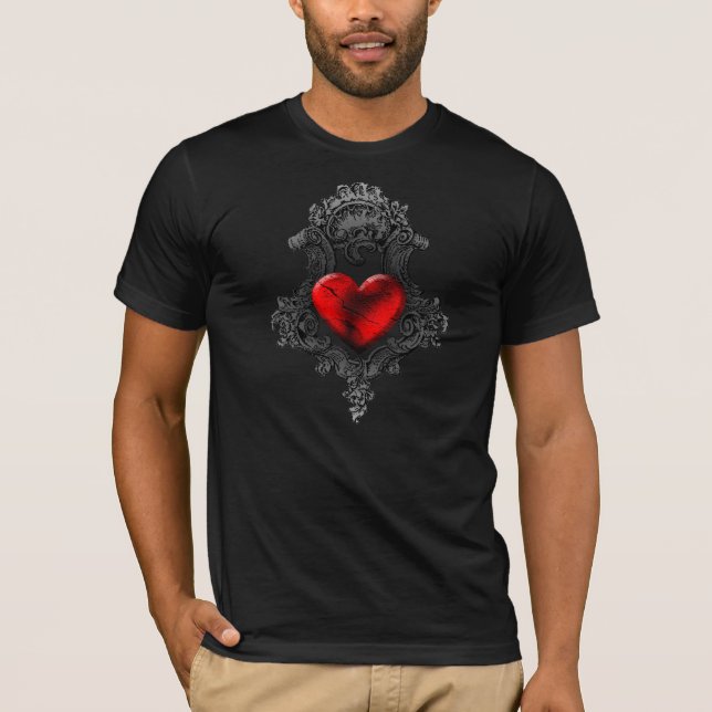 Red Goth Heart Dark Mens T-Shirt (Front)