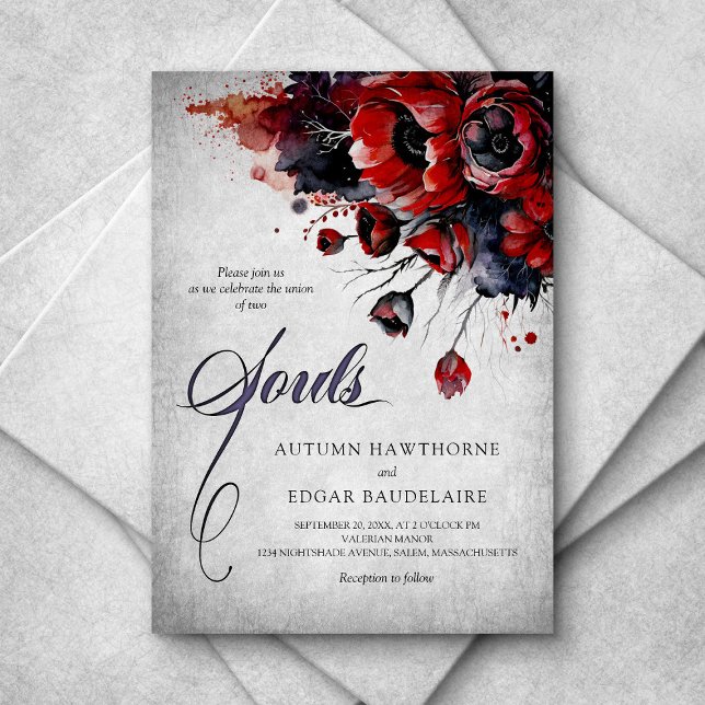 Red Gothic Floral Wedding Invitation (Creator Uploaded)