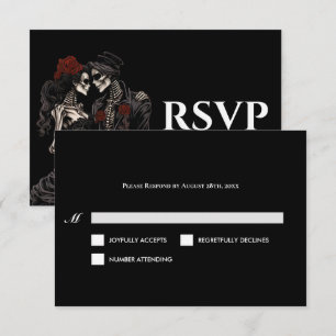 Red Gothic Halloween Alternative Wedding RSVP Card