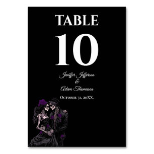 Red Gothic Halloween Alternative Wedding Table Number