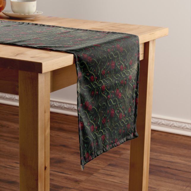 Red Gothic Rose Medium Table Runner (In Situ)