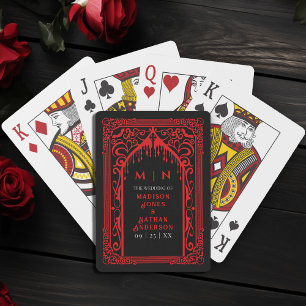 Red Gothic Vampire Cathedral Wedding Favor Playing Cards