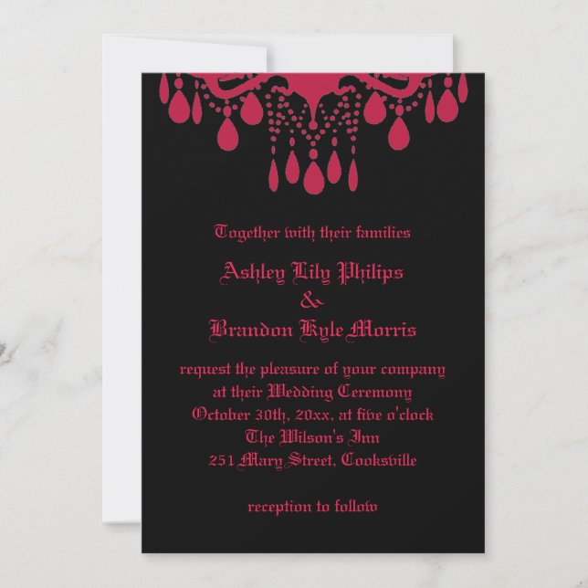 Red Gothic Wedding Invitation (Front)