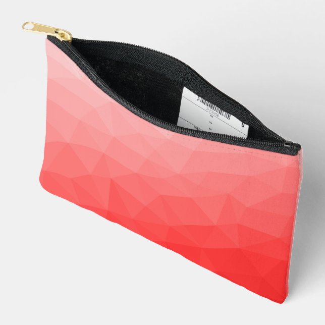 Red gradient geometric mesh pattern accessory pouch (Open)